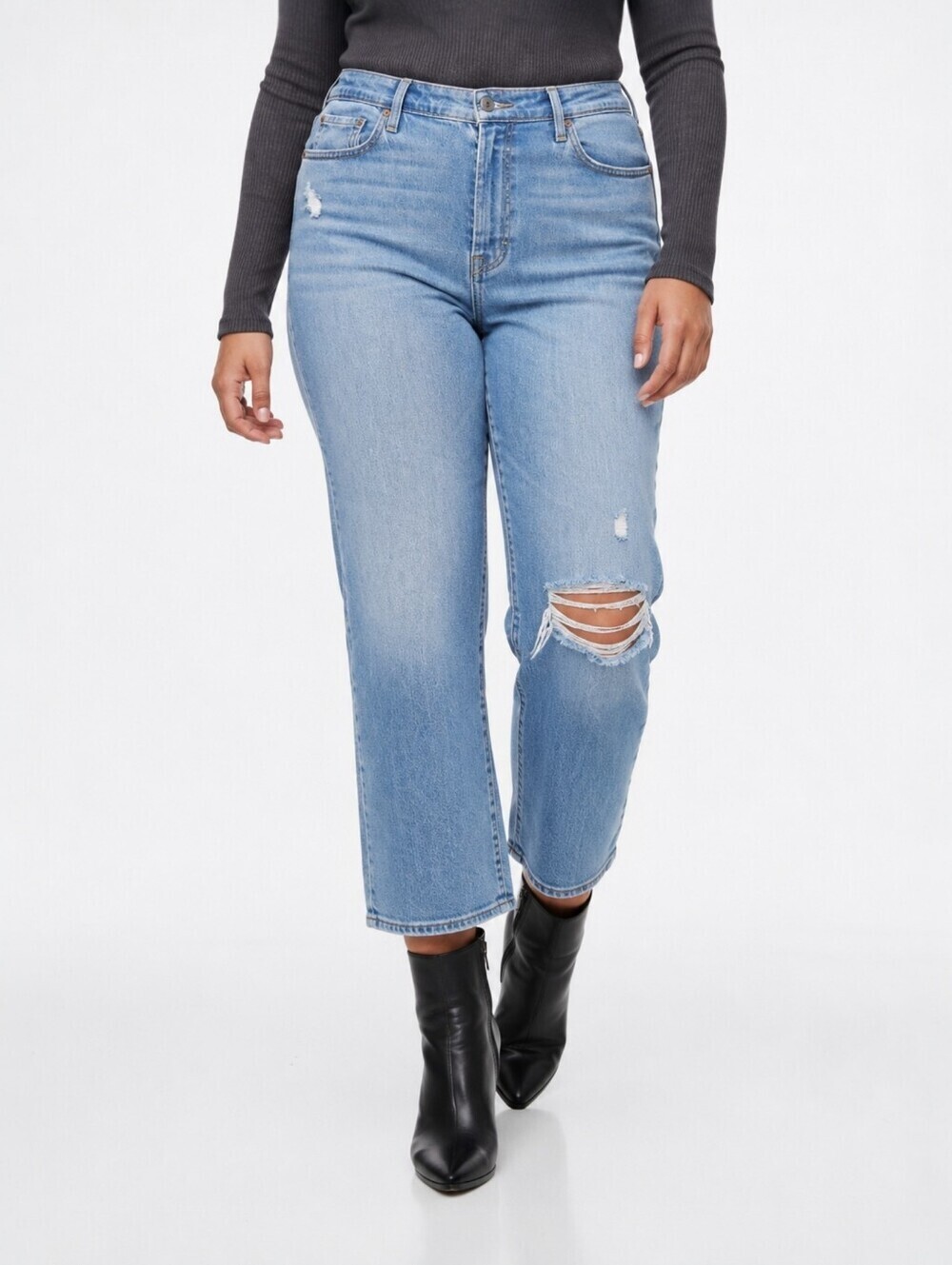 Levi’s Ribcage Straight Ankle Jeans Tango Fade Distressed High Rise 32